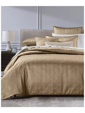 Hotel Collection Glint 3 Piece Coverlet Set New Full Queen Gold MSRP $430